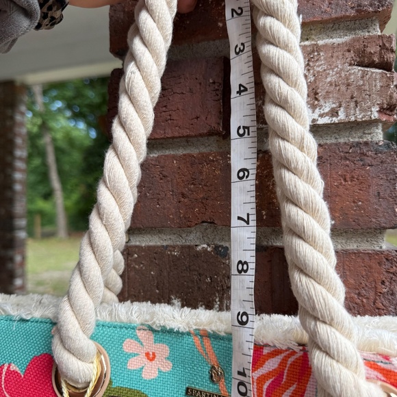 NWT Spartina 449 Boho Beach Tote Linen & Leather Floral - Picture 15 of 15